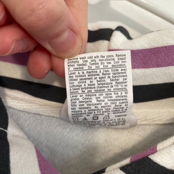 CHAMPION Life Reverse Weave Print Hoodie White Purple Gray Striped Colorblock S - Picture 9 of 16